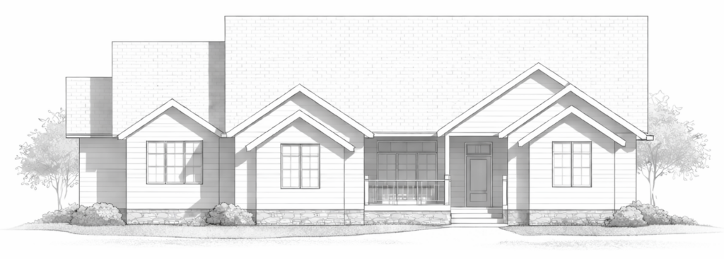 Simple Elevation View Of A Modern Ranch Home