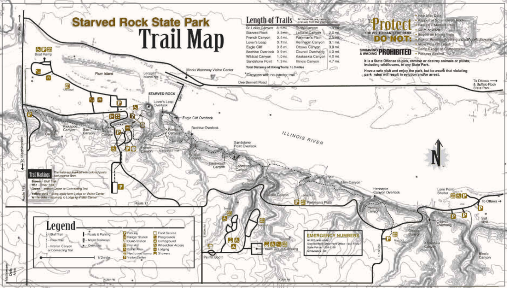 One of our original 2023 Starved Rock experiments, combining terrain data with the State's public trail map.