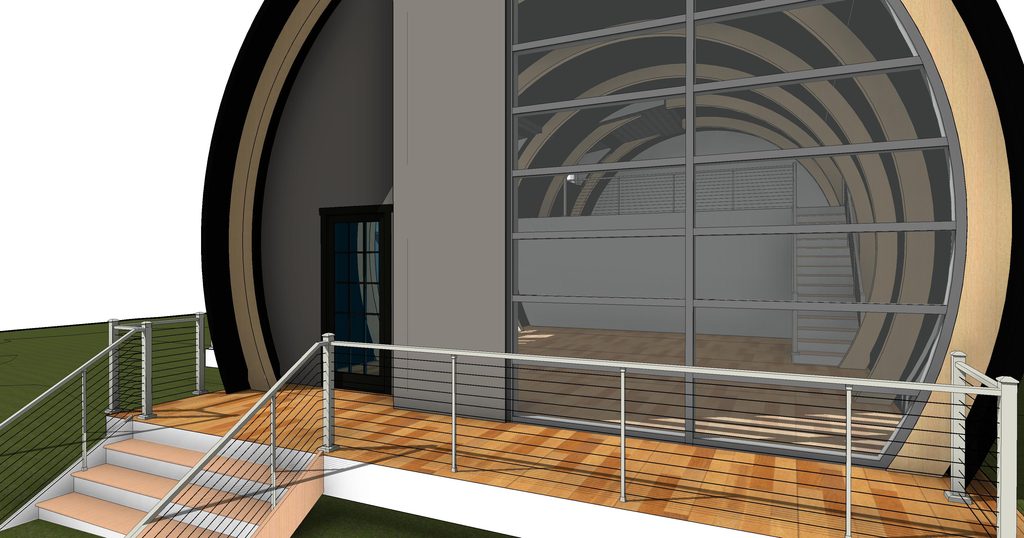 Shelter 01 end wall study using translucent panels to provide daylight and privacy.